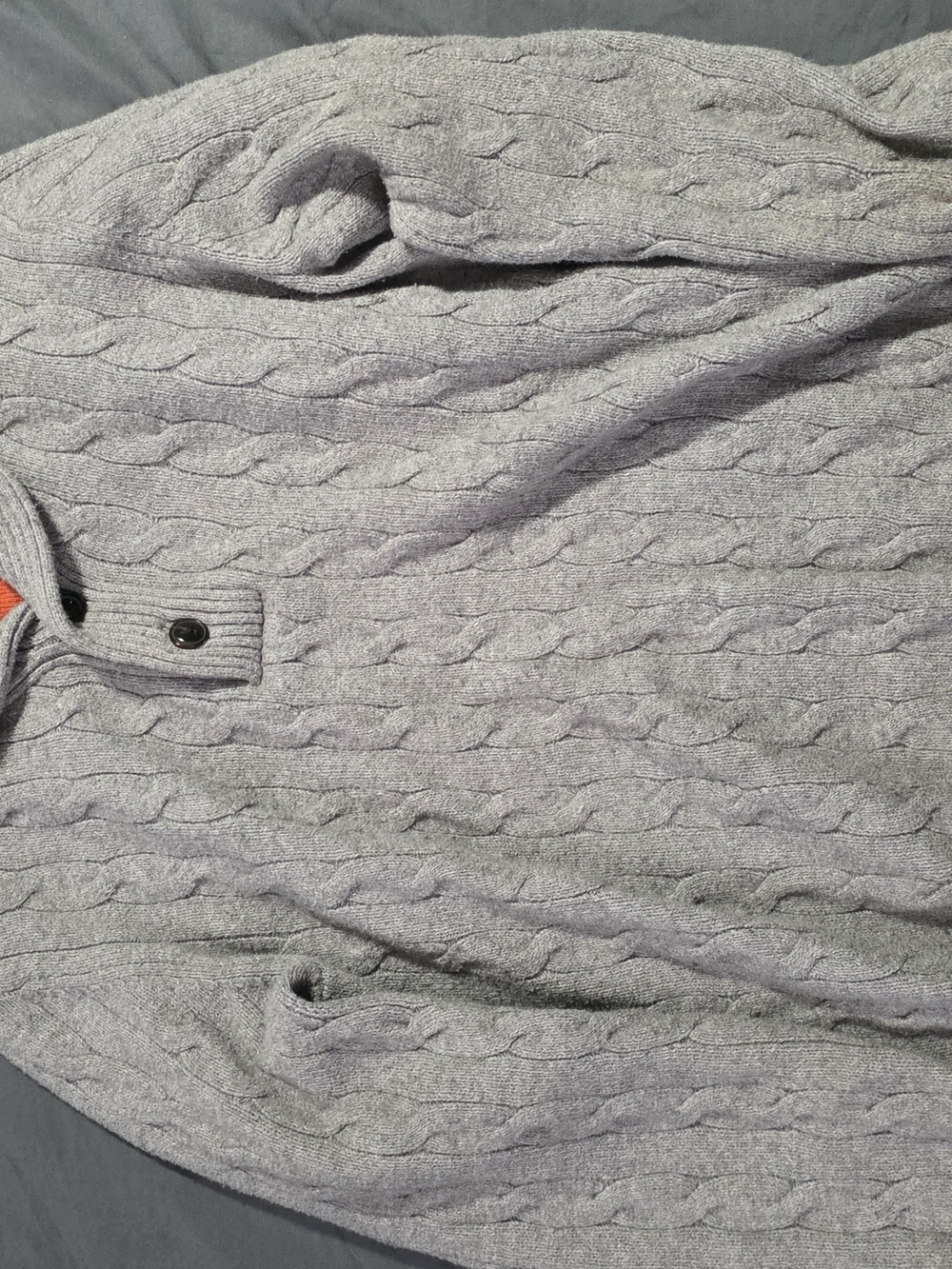 Tommy Hilfiger Men's Light Gray Cable Shawl Sweater